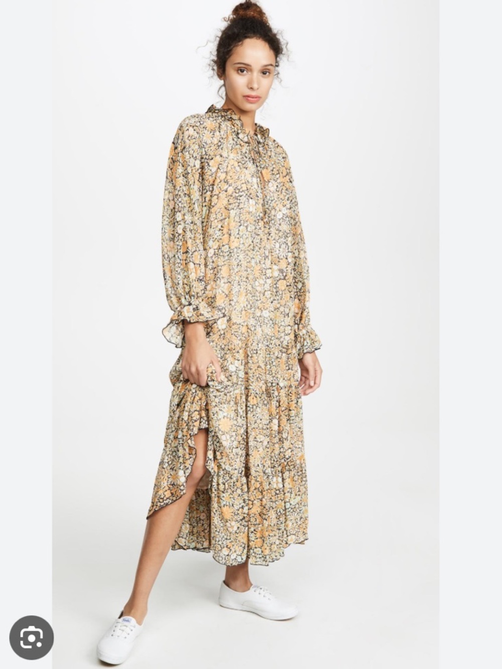 Free People Yellow Floral Tiered Maxi Dress